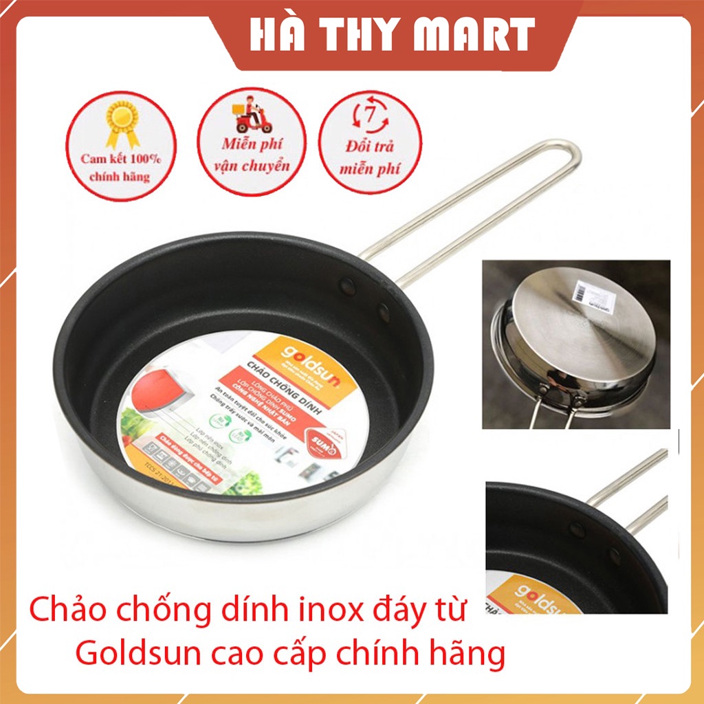 Chảo chống dính inox đáy từ Goldsun GPP09-F 16cm/20cm [Siêu đẹp - Siêu chất]