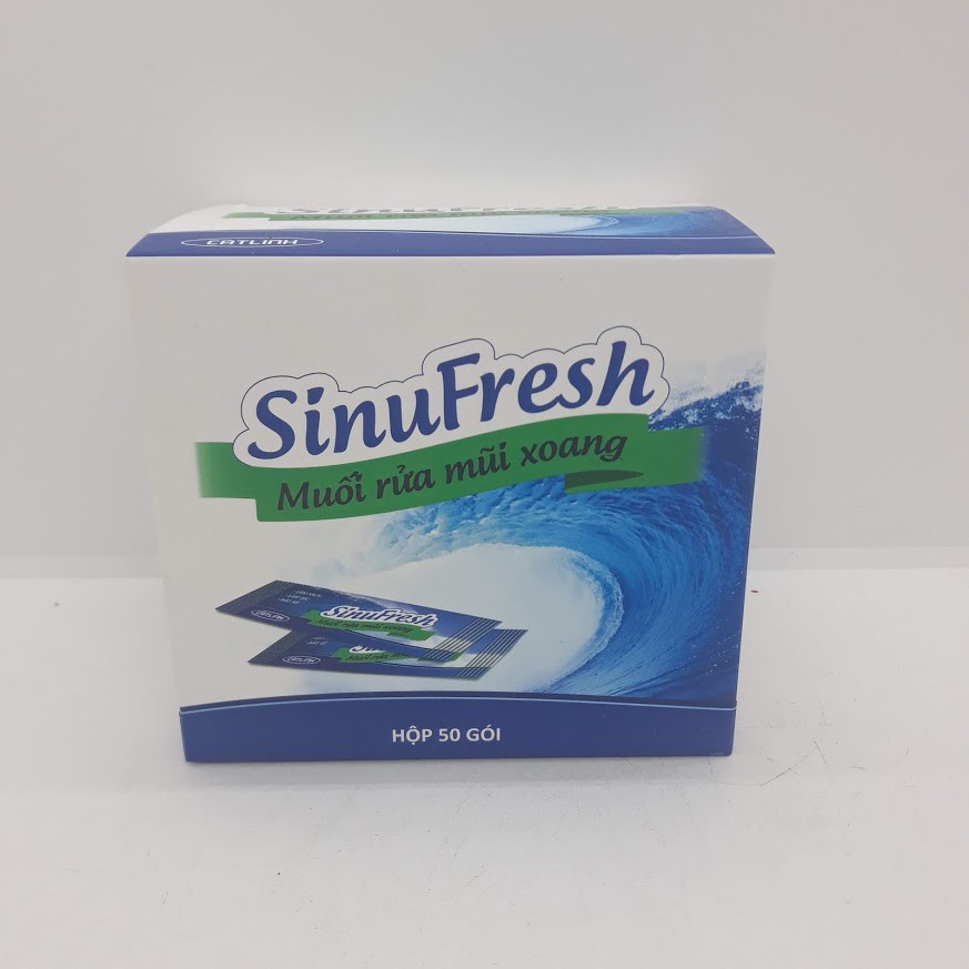 Muối rửa mũi xoang - Sinufresh của Cát Linh - hộp 50 gói hỗn hợp muối biển nano - vệ sinh mũi, giảm nghẹt mũi