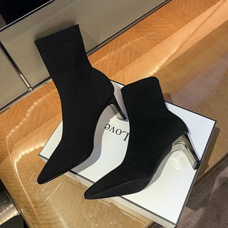 Bốt chun gót bạc , Boot chun nữ 7p tráng gương