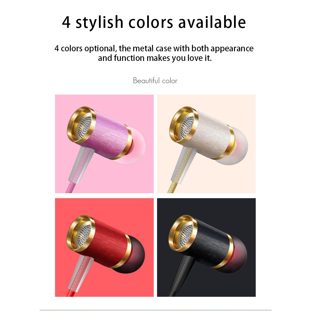 Tai Nghe Nhét Tai Jack 3.5mm Bằng Kim Loại Âm Thanh HIFI HD Giảm Ồn Chuyên Dụng
