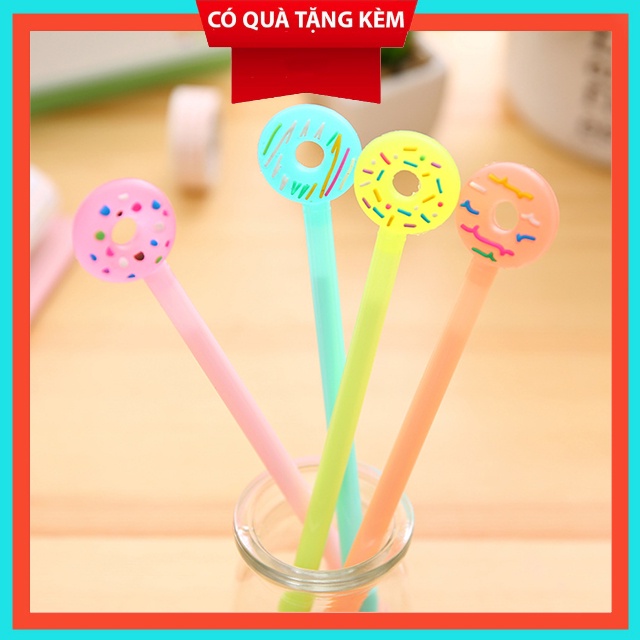 Bút bi Gel cao cấp cute mực nước có nắp hình bánh  dễ thương