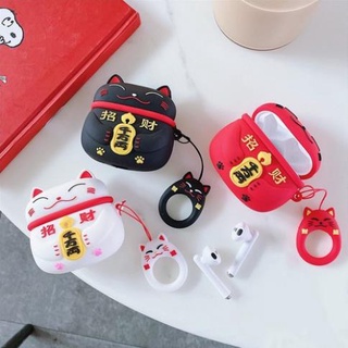 Vỏ Bao Đựng Bảo Vệ Hộp Sạc Tai Nghe, Case Airpods 2/1/i7/i9/i12/TWS - Sillicone Chống Bám Bẩn, Mèo May Mắn Bestmall