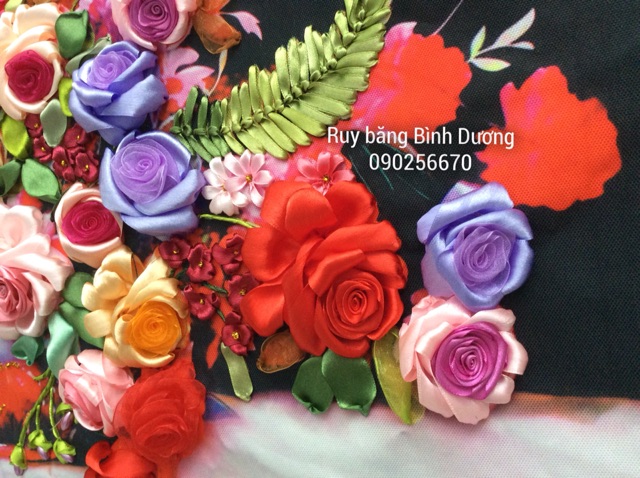 Tranh thêu ruy băng 100x55cm