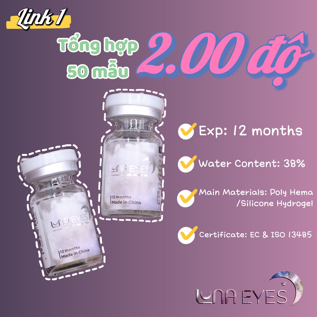 [link1] Kính áp tròng LUNA EYES 2 Độ (lens mắt cận 2 độ)