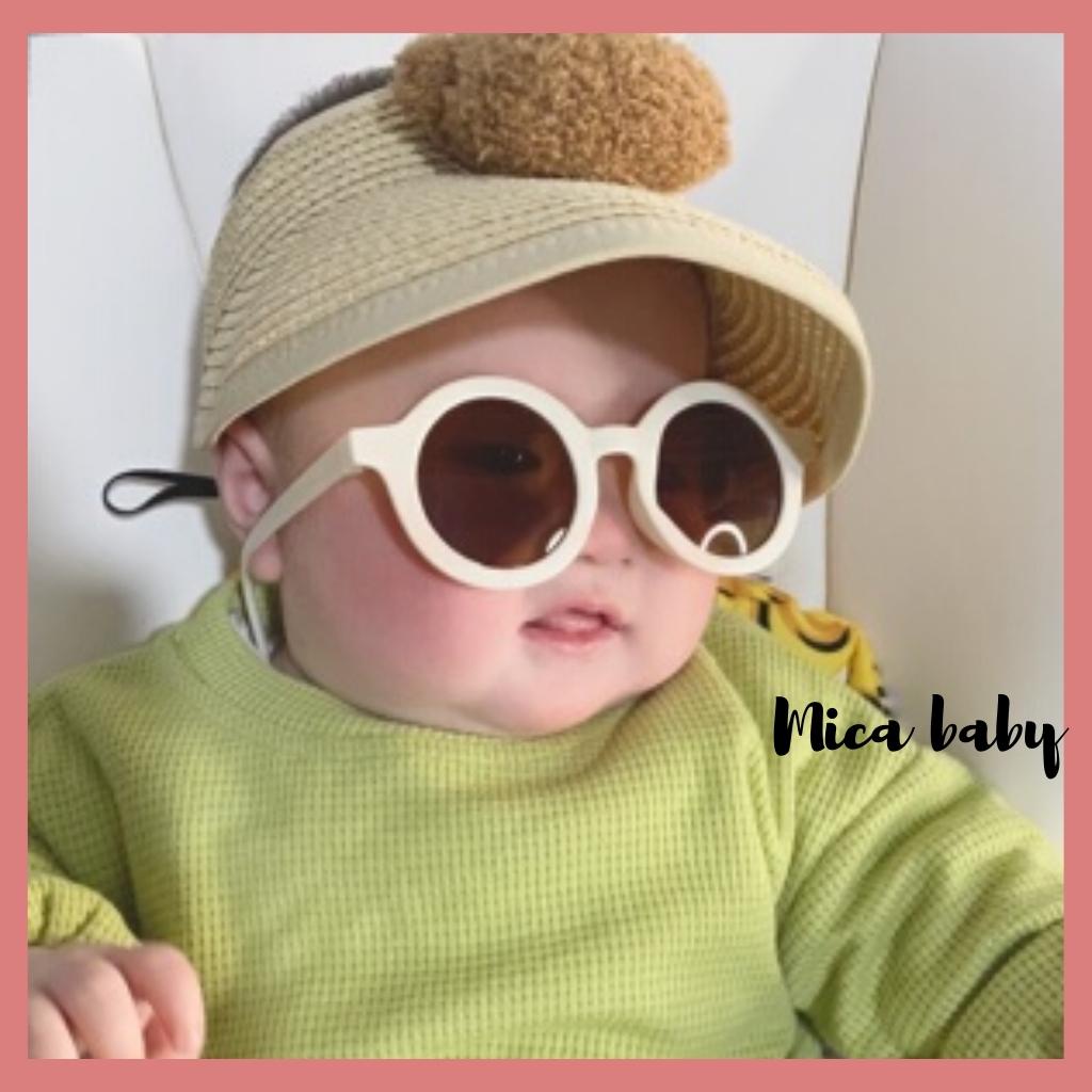 Mũ nón cói nửa đầu đính gấu bông xù đáng yêu cho bé từ 6 tháng-7 tuổi Mica baby MH109