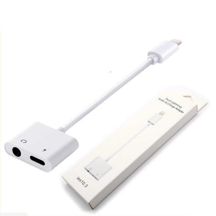 Combo tai nghe IPhone Jack Chia Tai Nghe Và Sạc iPhone 7 Plus,Tai Nghe Cổng Lightning Và Jack 3.5 Dành Cho Iphone 7/8/X