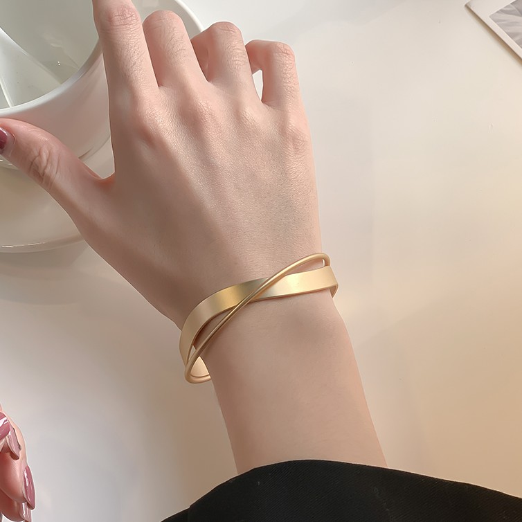 Vòng Tay Kim Loại Hai Lớp Thiết Kế Đơn Giản Phong Cách Hàn Quốc