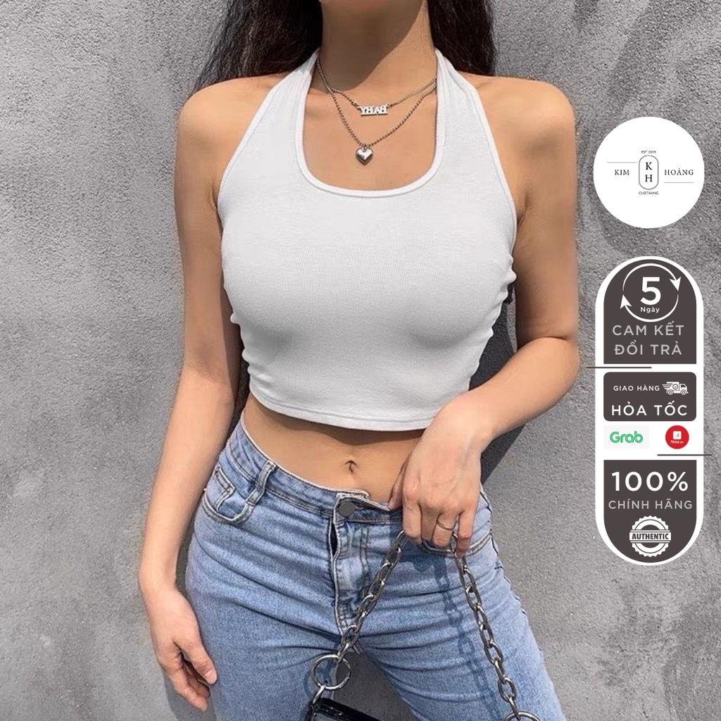 Áo Croptop hở lưng Kim Hoàng Clothing. Áo ba lỗ choàng dây yếm sau lưng. Hàng loại 1 (BL3) | BigBuy360 - bigbuy360.vn