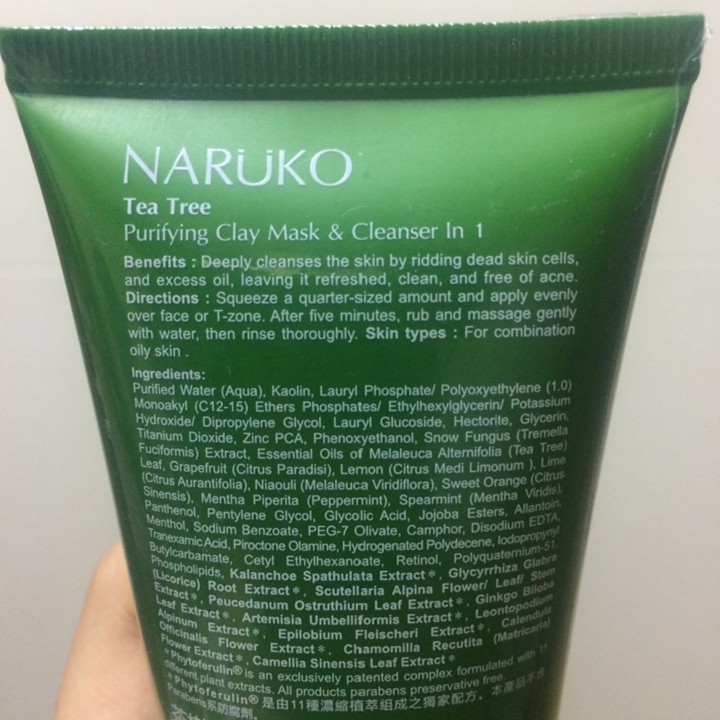 Sữa rửa mặt Naruko Tea Tree Purifying Clay Mask & Cleanser 120g chiết xuất tràm trà dạng bùn cho da dầu mụn