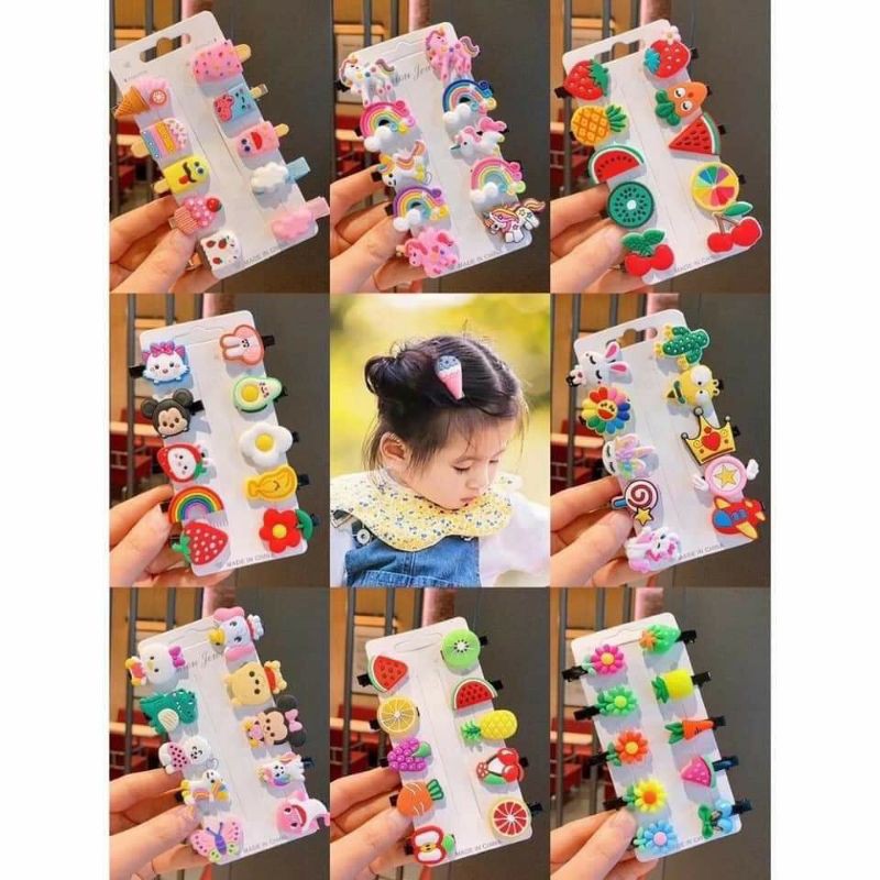Sét 10 Kẹp Tóc Phong Cách Hàn Quốc Siêu Xinh Cho Bé
