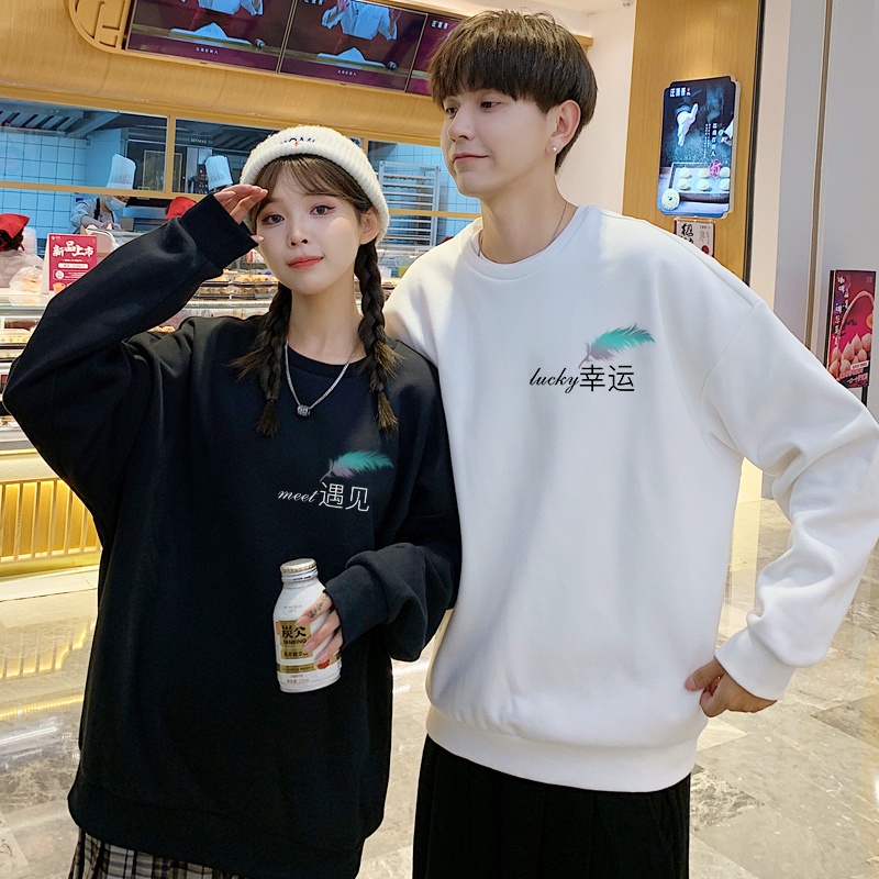 Áo Đôi Thu Đông Unisex,Áo Nỉ Bông Nam Nữ Dài Tay Sweater Form Rộng Oversezi Hợp Với Mọi Phong Cách Hót Nhất 2021 (LUCKY) | BigBuy360 - bigbuy360.vn