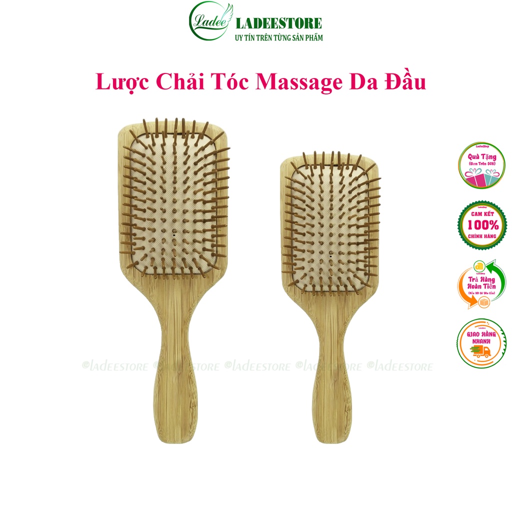 Lược Cán Gỗ Cao Cấp, Chải Rối Tóc, Chống Tĩnh Điện, Massage Da Đầu