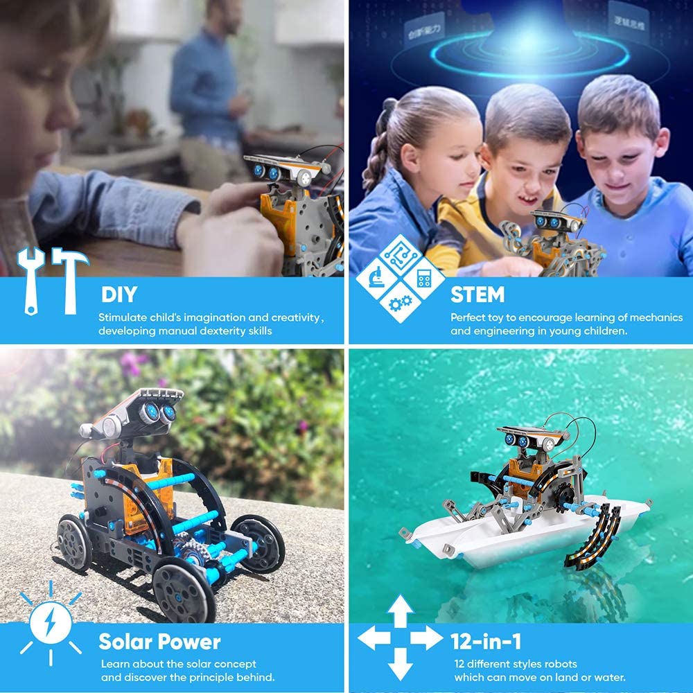 Đồ chơi robot năng lượng mặt trời 13 trong 1 cho bé trai 8-10 tuổi kèm phụ kiện
