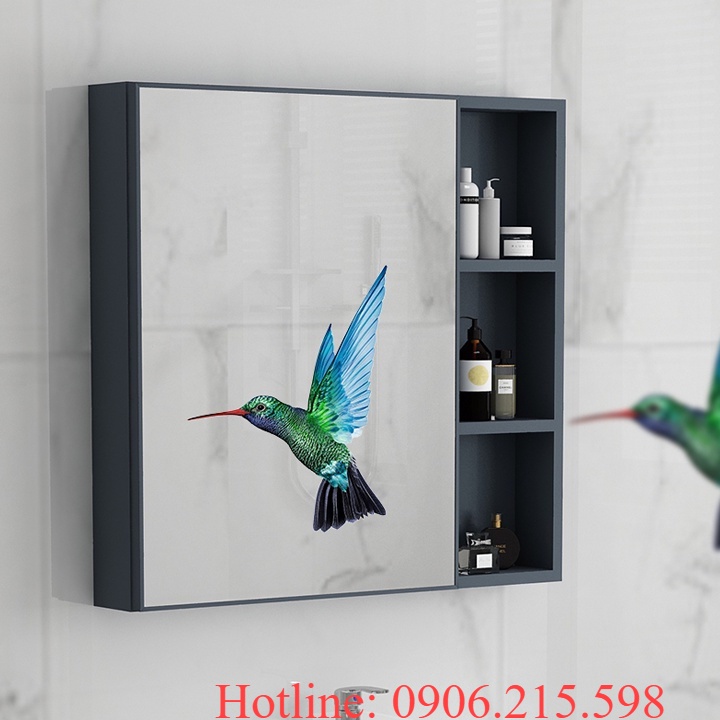 Tủ gương phòng tắm bằng gỗ nguyên khối kiểu Bắc Âu mới- kệ trang điểm nhà vệ sinh treo tường
