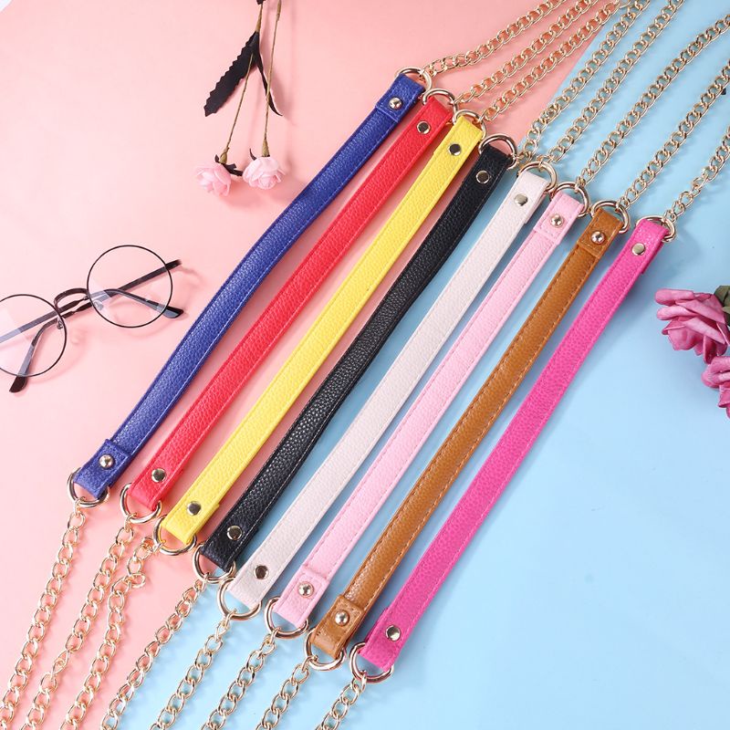 Dây Đeo Túi Xách DIY Bằng Da PU Có Xích Kim Loại 120cm