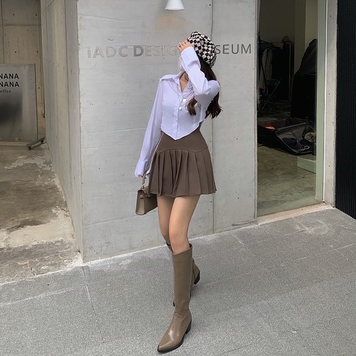 Chân váy dáng chữ A lưng cao xếp ly 3 màu thời trang cho nữ | BigBuy360 - bigbuy360.vn