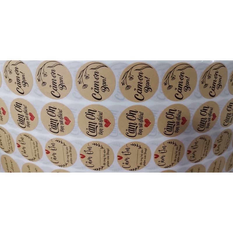 Nhãn dán Cảm Ơn | Giấy kraft 25mm | Sticker Thank You Tiếng Việt dễ thương gói hàng, gói quà
