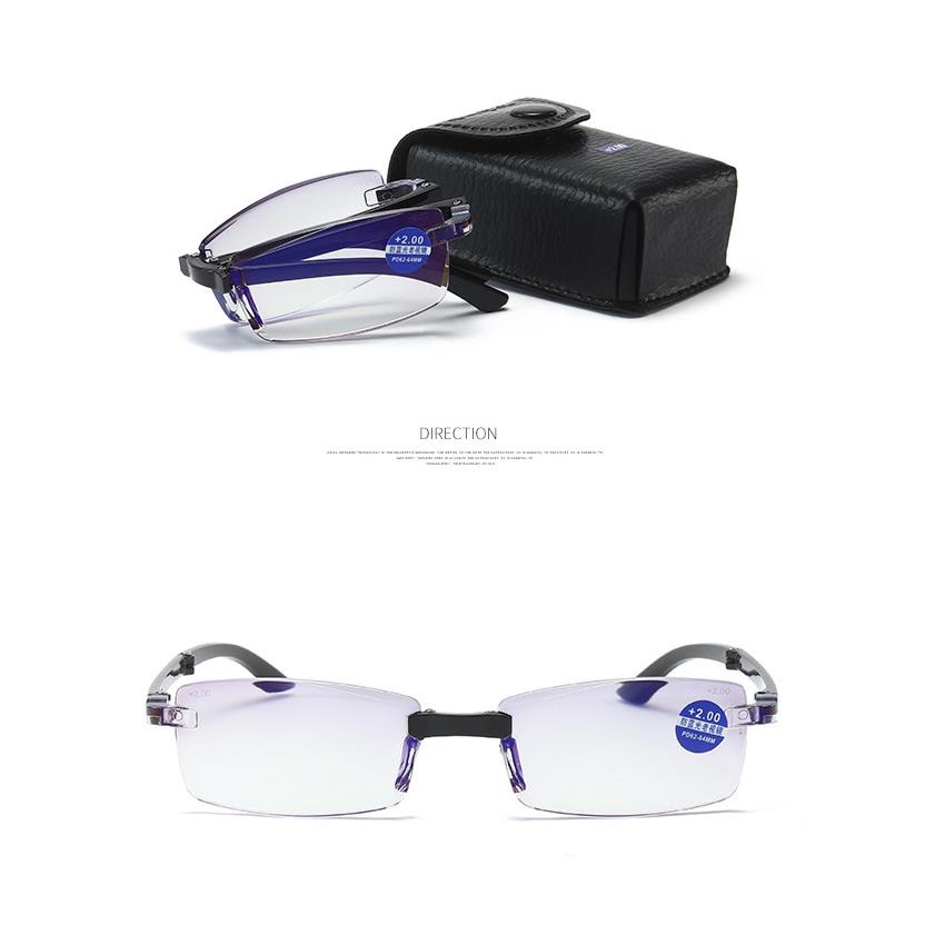 Kính đọc sách gấp siêu nhẹ Kính không viền TR Anti-Blu-ray Kính đọc sách Hộp đựng bằng da