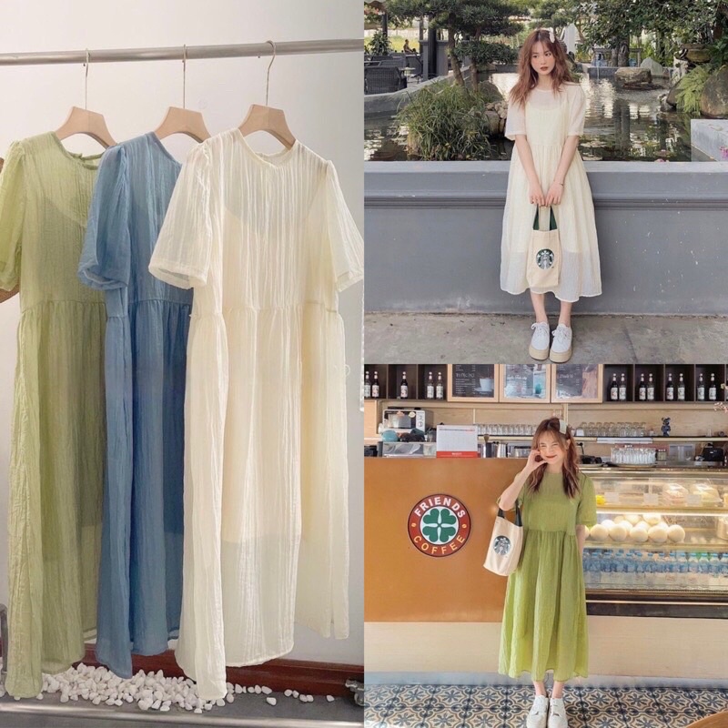 Váy nhăn babydoll chất mát
