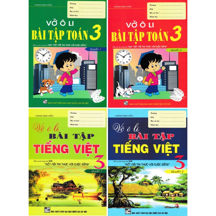 SÁCH - combo vở ô li bài tập tiếng việt + toán 3 biên soạn theo chương trình sgk kết nối tri thức với cuộc sống 4 cuốn