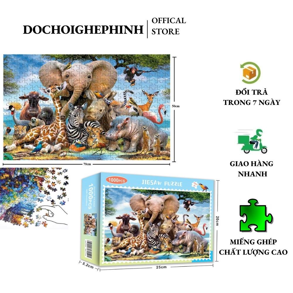 Bộ Tranh Ghép Xếp Hình 1000 Pcs Jigsaw Puzzle Thế Giới Động Vật Thú Vị Cao Cấp-H43