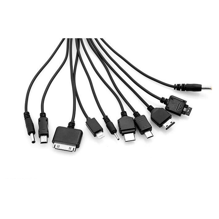 Cable sạc đa năng 10 đầu dây lò xo cam