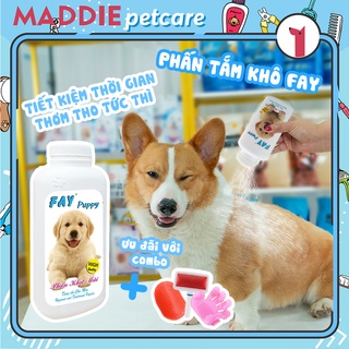 PHẤN TẮM KHÔ - KHỬ MÙI XUA ĐUỔI VE RẬN CHO CHÓ | FAY PUPPY 120g | SHUNAI 200G
