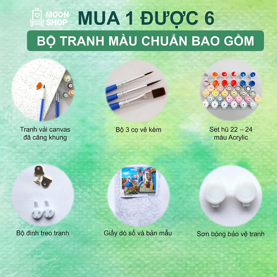 Tranh tô màu số hóa phong cảnh 2 Moonshop 40x50 cm