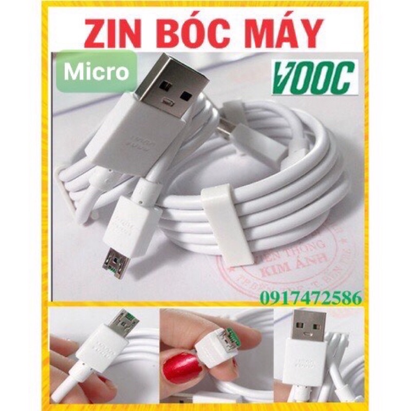V8- Dây sạc nhanh Oppo VOOC 4A Chuôi Micro, hàng chính hãng bảo hành 6 tháng