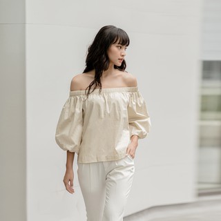 Set áo bẹt vai + quần baggy Leila.