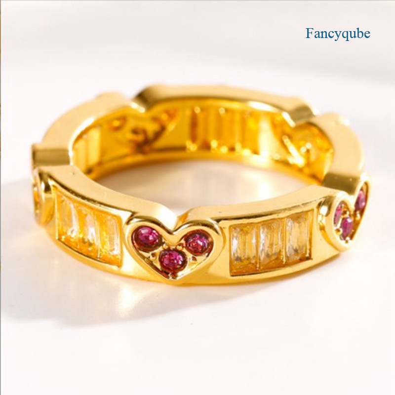 Mới Nhẫn Mạ Vàng 14k Đính Đá Hồng Ngọc Hình Trái Tim Sang Trọng Cho Nữ