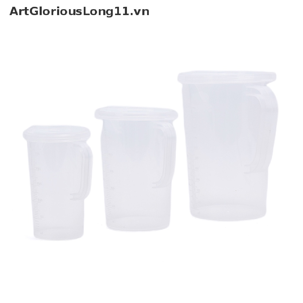 【ArtGloriousLong】 Plastic Measuring Jug Cup Thick Handle Sealing Cover Kitchen Cooking Supplies .
