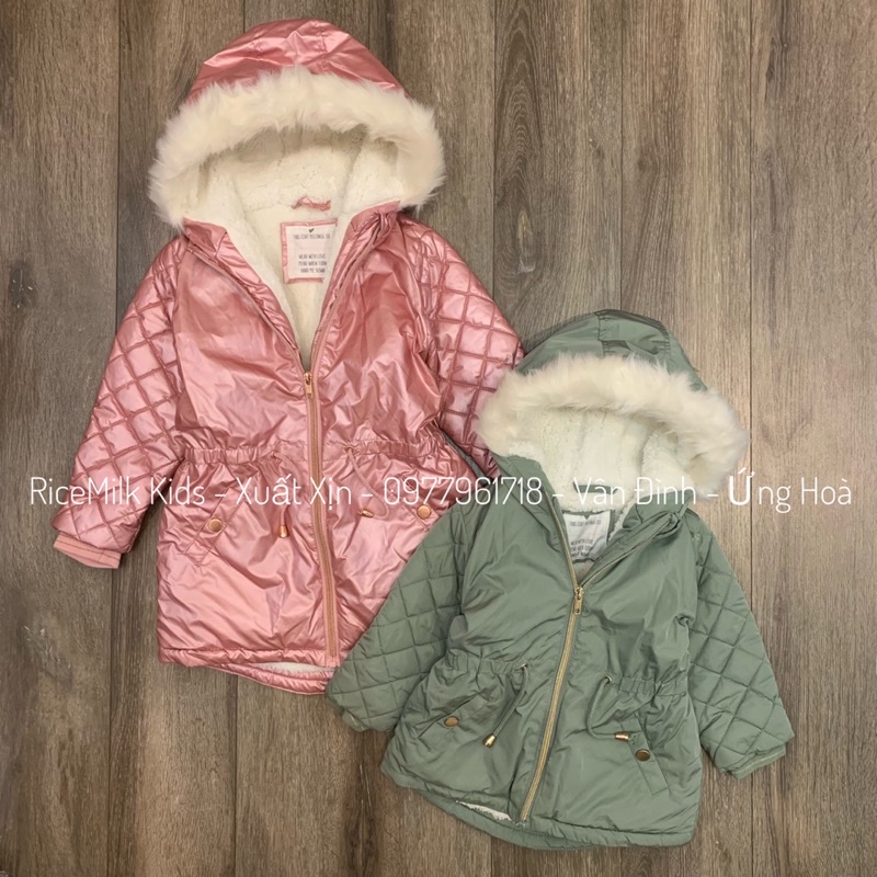 áo parka lót lông cừu chiết eo xuất dư xịn cho bé gái