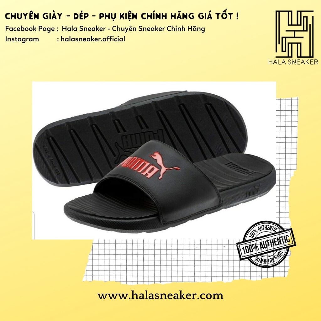 Dép Puma Chính Hãng Cool Cat Rose Gold 371013 05-Mint Black-Red Logo Slides -Dép Quai Ngang Chuẩn Auth - halasneaker.com