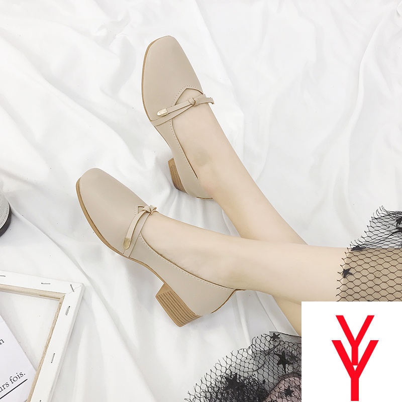 Giày Cao Gót Đế Dày Gài Quai Thời Trang Xuân Thu Mới Cho Phụ Nữ Trung Niên