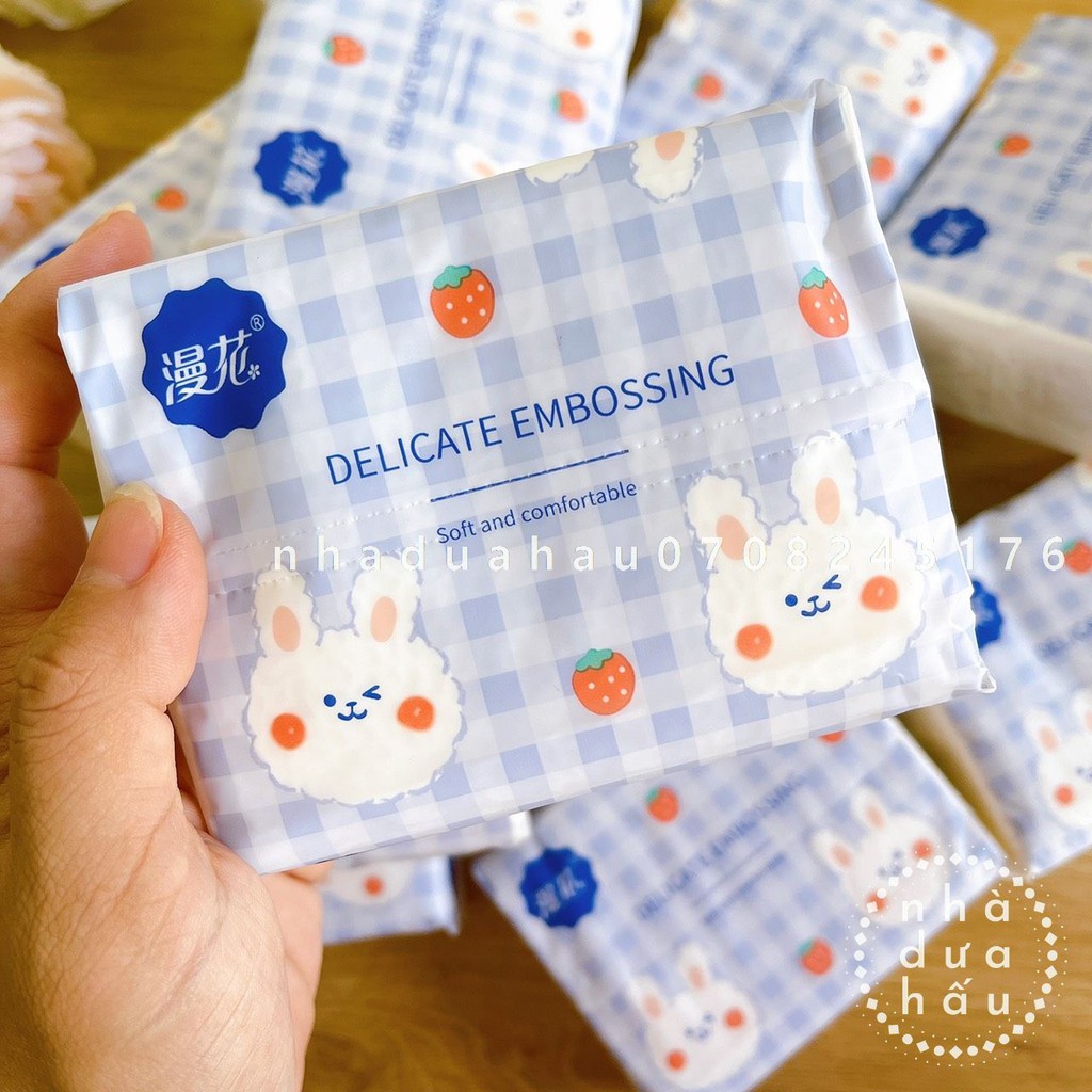 Một gói giấy ăn/ khăn giấy làm từ bột tre hình thỏ cute thân thiện môi trường