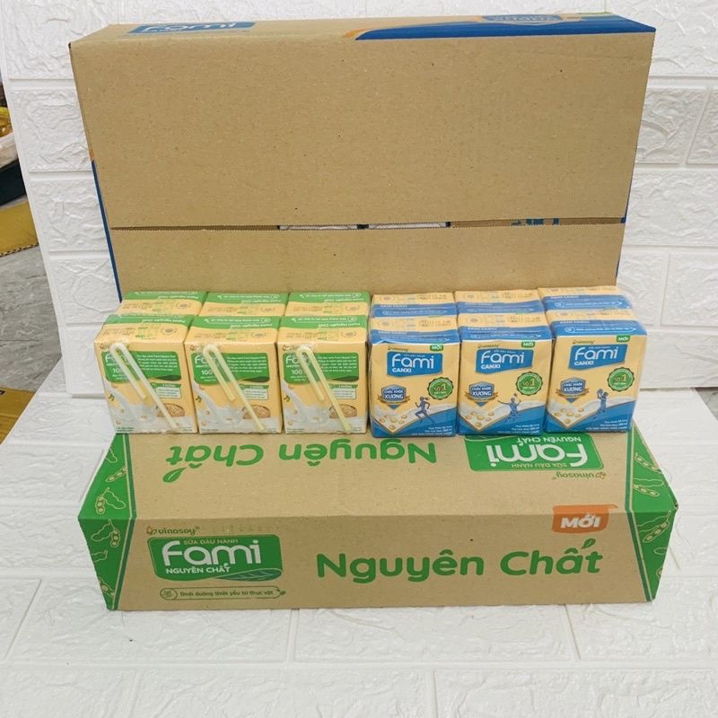 Thùng 36 hộp sưa fami canxi và nguyên chất 200ml