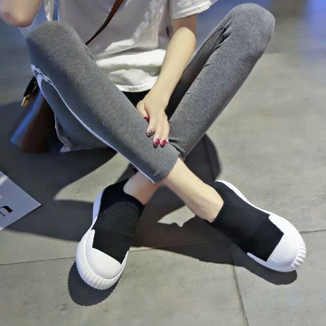 Giày lười nữ dáng thể thao cổ chun 4 màu đen/ trắng/ hồng / kem- hottrend 2021 | BigBuy360 - bigbuy360.vn