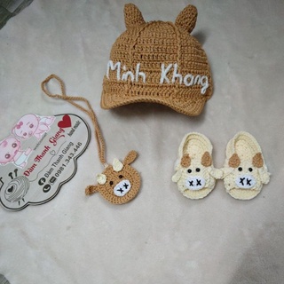 Set mũ giày trâu kèm túi tỏi cho bé