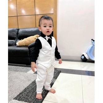 SET QUẦN ÁO GILE CÔNG TỬ MÀU TRẮNG BASIC