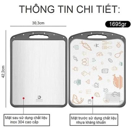 Thớt kháng khuẩn, thớt inox 304 cao cấp 2 mặt zwilling