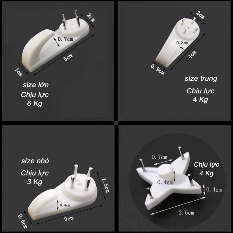 Đinh 3 chân 4 chân lỗ siêu nhỏ không hư tường (Combo 20 cái)