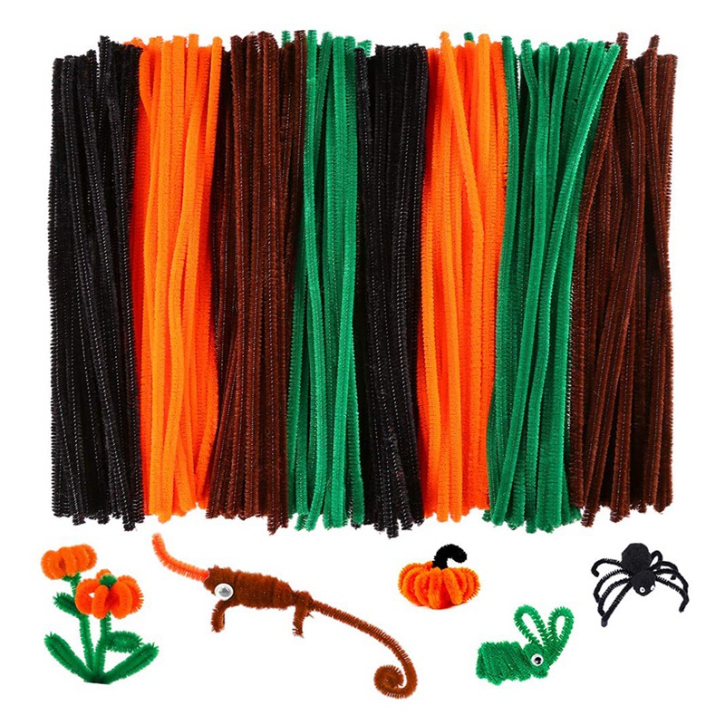 400Pcs Halloween Pipe Cleaners Chenille Stems 6mm x 11.8Inch, Chenille Stems for DIY Art Craft Decorations