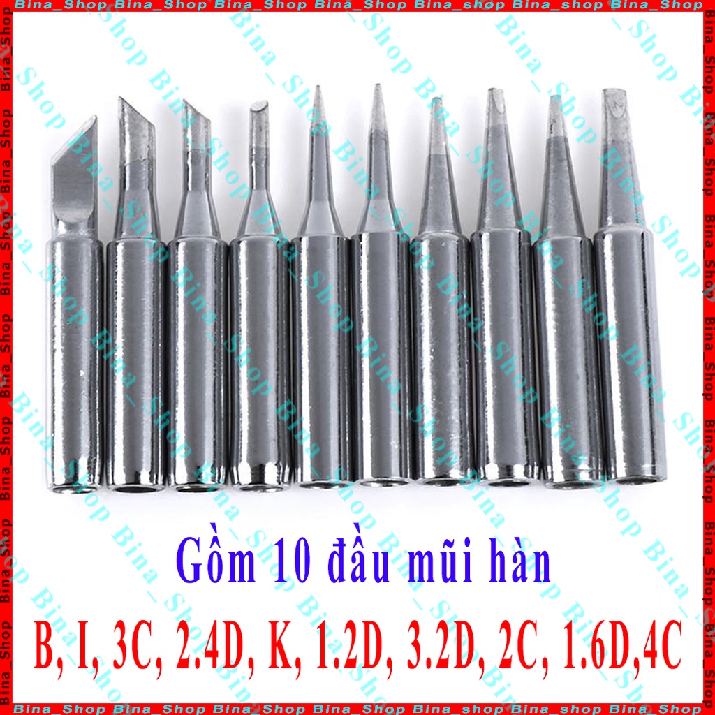 Bộ 10 mũi hàn thiếc thông dụng cho mỏ hàn 936 900M 908 908s