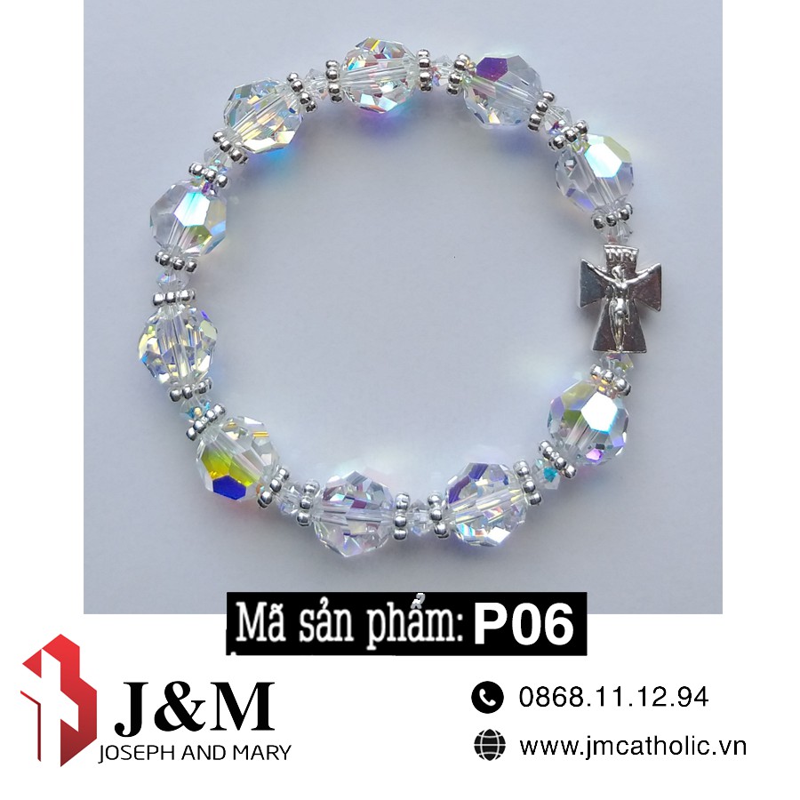 Chuỗi Mân Côi đeo tay đá pha lê