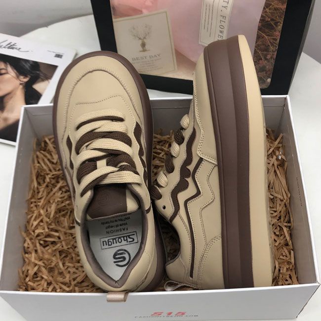 Giày Thể Thao Da Đế Dày Phong Cách Hàn Quốc Cho Nữ