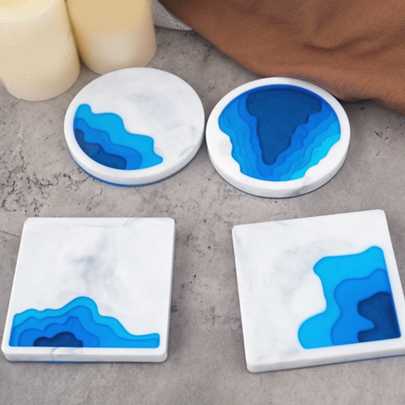 Sa Khuôn Silicon Hình Tròn / Vuông Làm Khay Resin Epoxy Resin Để Bàn Trang Trí Tiệc Cưới Tại Nhà