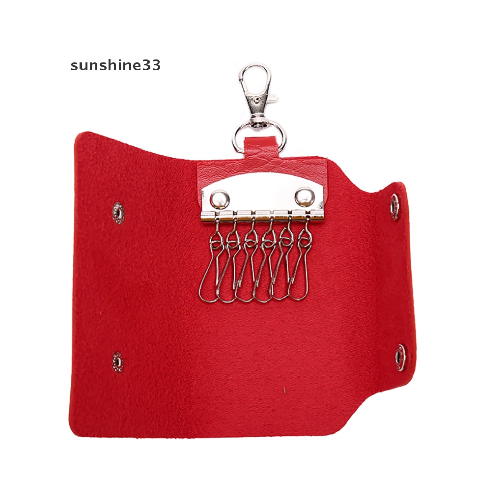 SU Women Men Leather Car KeyChain Card Holder Wallet Case key Organizer Bag keyring n