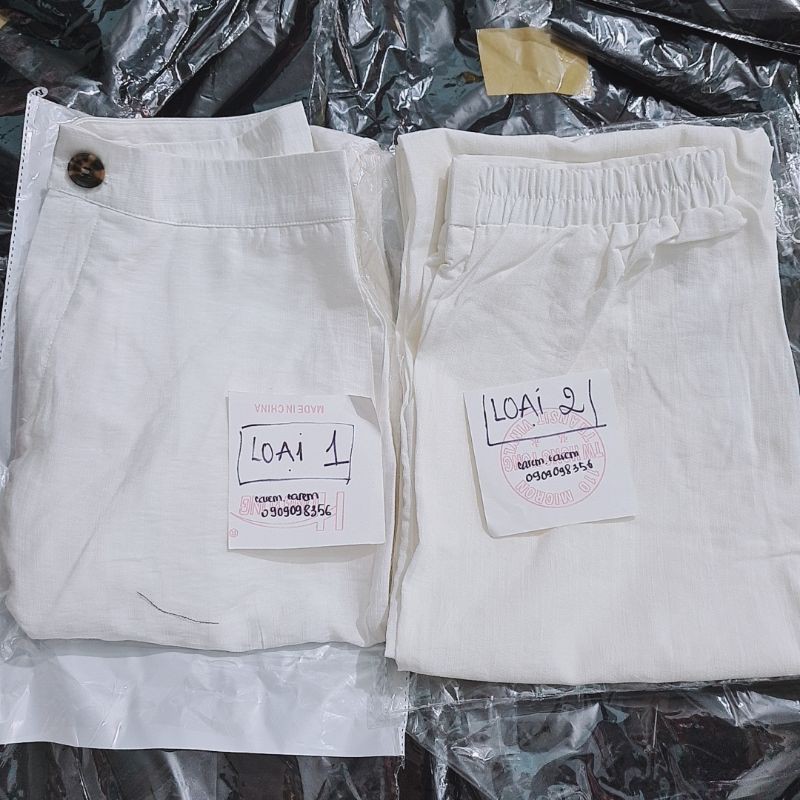 Quần ống rộng trắng linen đũi ko nhăn ko mỏng (có cận vải - hàng thiết kế của shop)