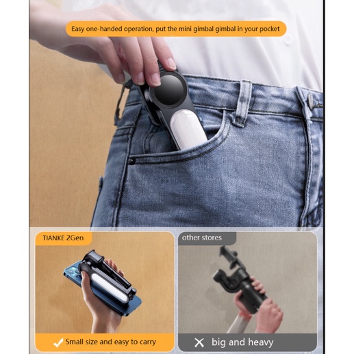 Bộ ổn định Gimbal cho điện thoại di động Điện thoại di động Điện thoại thông minh Cam Hành động Máy ảnh Tay cầm Tay cầm Gậy chụp ảnh tự sướng Kính thiên văn Bộ ổn định video cho điện thoại Cân bằng tự động Chân máy chụ Bộ ổn định Gimbal từ tính đơn nhỏ gọ